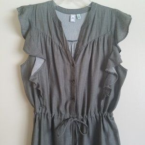 Sweet Ruffle Jumpsuit by Susina in Charcoal Gray
